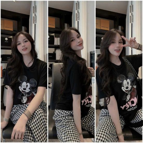 Ảnh của Set bộ áo mickey mix quần kẻ