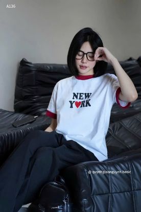Ảnh của Áo phông chữ NEW YORK cổ viền