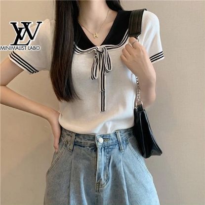 Ảnh của Áo len dệt kim cổ nơ