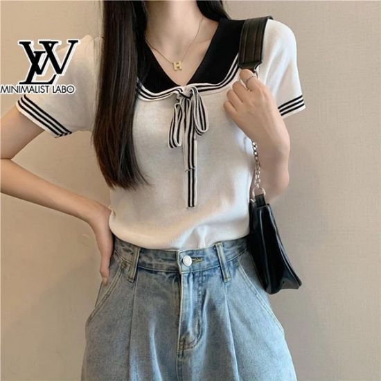 Ảnh của Áo len dệt kim cổ nơ