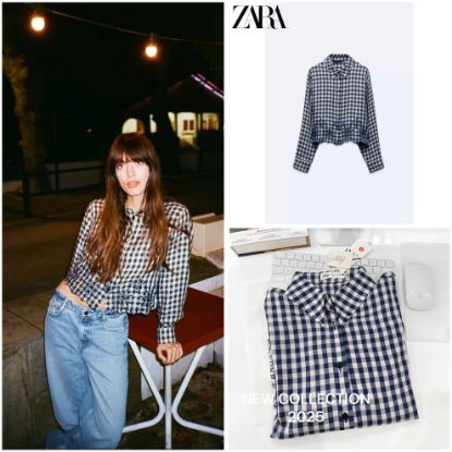 Ảnh của ÁO SƠ MI KẺ CARO ZRA THÊU HOA VINTAGE