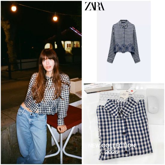 Ảnh của ÁO SƠ MI KẺ CARO ZRA THÊU HOA VINTAGE