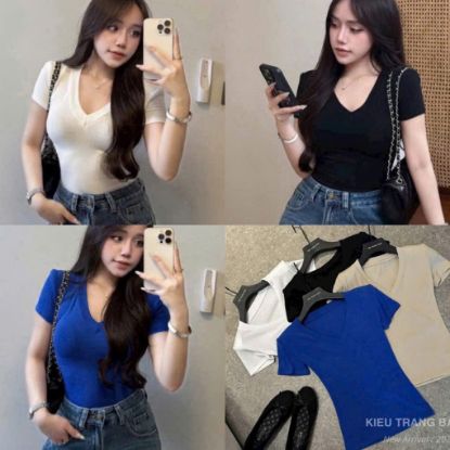 Ảnh của Set 3 áo cổ tim xanh