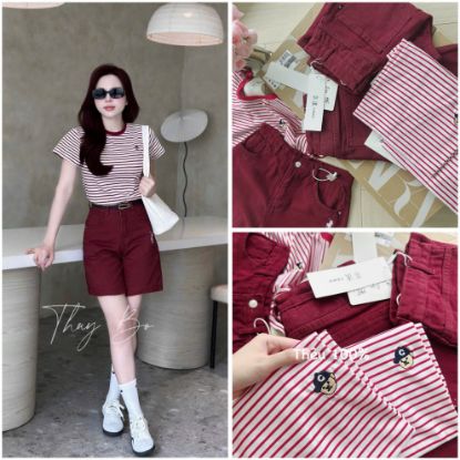 Ảnh của SET ÁO PHÔNG PHỐI MIX QUẦN JEAN SHORT LỬNG THÊU