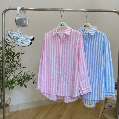 Ảnh của Áo sơ mi kẻ xanh hồng cực xinh