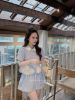 Ảnh của Set bộ kẻ xanh phối hoa nổi