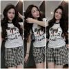 Ảnh của Set bộ đùi cún mix quần kẻ