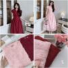 Ảnh của VÁY TƠ KIM SA 2 LỚP TAY BỔNG KHOÁ TRƯỚC