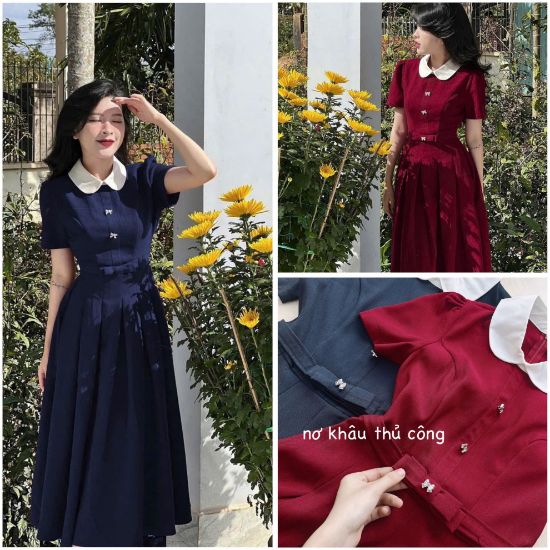 Ảnh của VÁY XẾP LI NƠ EO CỔ PHỐI