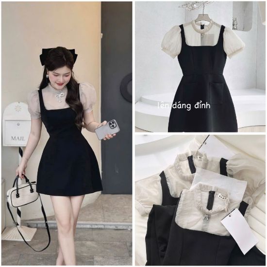 Ảnh của VÁY PHỐI XẾP LI CỔ TAY BỒNG