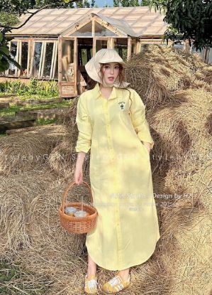 Ảnh của Váy sơ mi vàng chanh thêu gấu