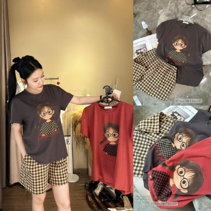 Ảnh của Set bộ cô gái đeo kính quần kẻ