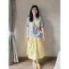 Ảnh của Set áo Ghi mix cv vàng midi