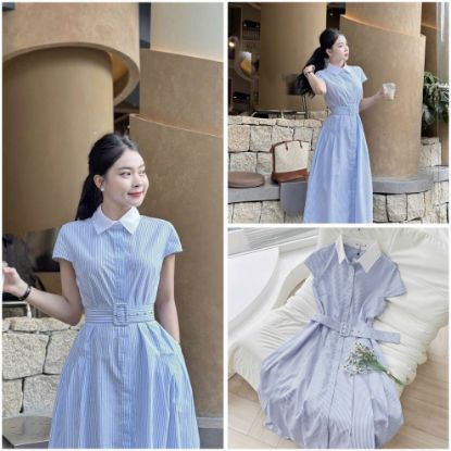 Ảnh của VÁY KẺ PHỐI CỔ ĐAI EO