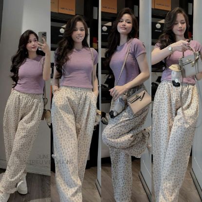 Ảnh của Set bộ áo tím quần hoa