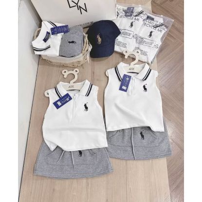 Ảnh của Set Polo ngựa mix cv màu ghi kèm mũ