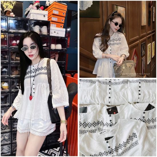 Ảnh của SET IN HOẠ TIẾT MIX QUẦN PHỐI REN GẤU