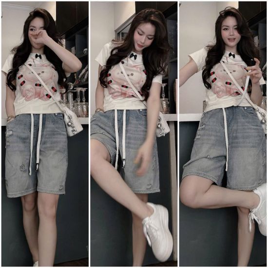 Ảnh của Set áo phông mèo mix quần jean